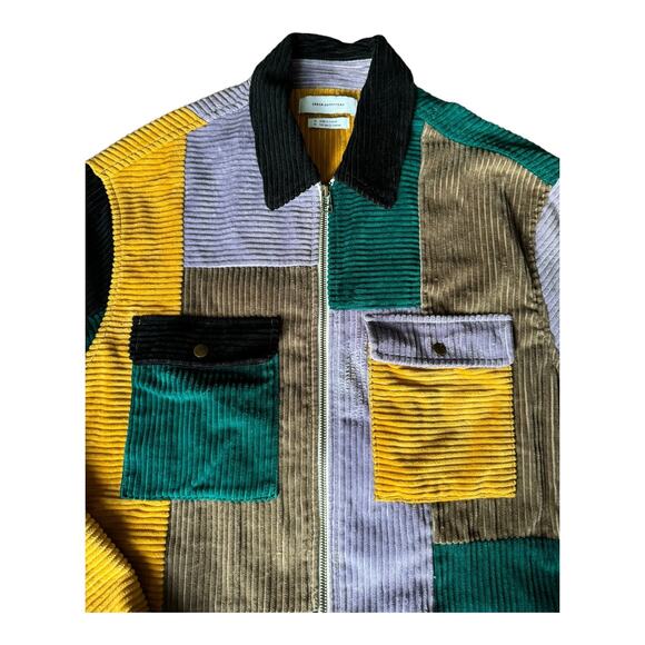 Urban outfitters UO Ryder Blocked Corduroy Zip Shirt jacket patchwork size MED - Picture 4 of 13